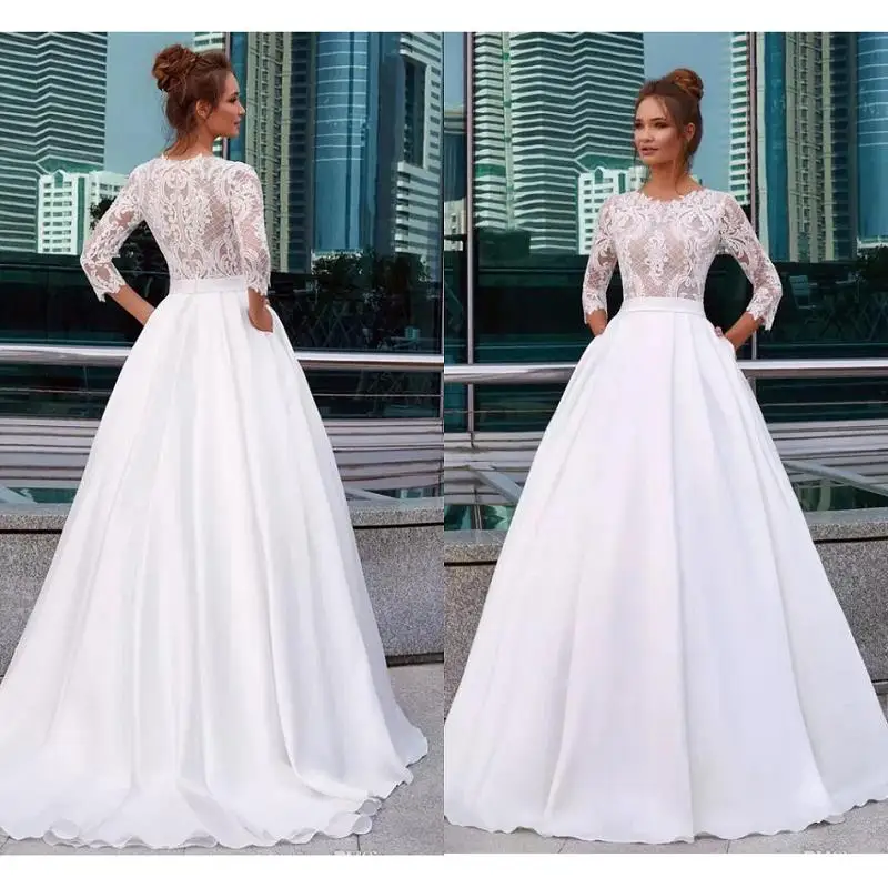 Vestidos De Boda Modest Lace Wedding Dresses With Sleeves 2019 A Line Western Summer Bridal Gowns Handmade Robe De Mariee
Vestidos De Boda Modest Lace Wedding Dresses With Sleeves 2019 A Line Western Summer Bridal Gowns Handmade Robe De Mariee