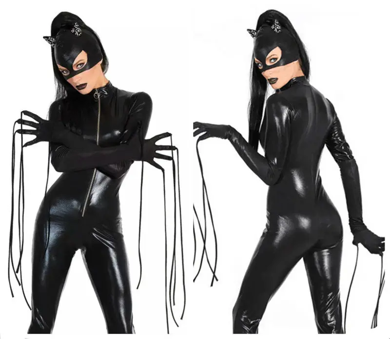 New Sexy Cat Suit Fancy Dress Shiny Super Hero Black Animal Leather Catwoman Costume Halloween Costumes For Women 3 Sets
New Sexy Cat Suit Fancy Dress Shiny Super Hero Black Animal Leather Catwoman Costume Halloween Costumes For Women 3 Sets