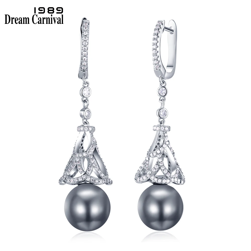 DreamCarnival 1989 Luxury Look Synthetic Round Grey Pearl White Zircon Wholesales Jewelry Brincos Drop Earrings for Women WE3761
DreamCarnival 1989 Luxury Look Synthetic Round Grey Pearl White Zircon Wholesales Jewelry Brincos Drop Earrings for Women WE3761