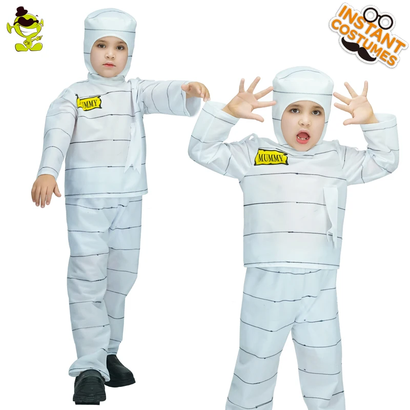 Фото Детские белые костюмы мумии Хэллоуин Зомби ролевая игра одежда - купить