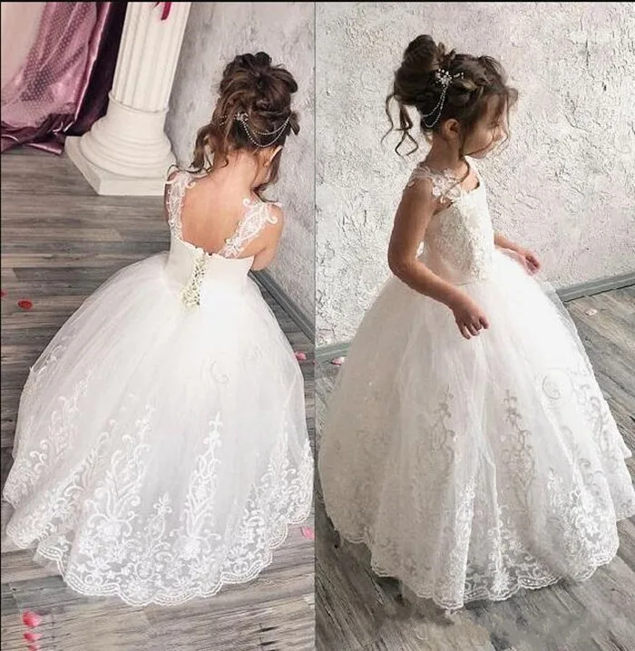 White Lace Tulle Ball Gowns Lace Up Back Flower Girl Dress For Wedding First Communion Gowns
White Lace Tulle Ball Gowns Lace Up Back Flower Girl Dress For Wedding First Communion Gowns