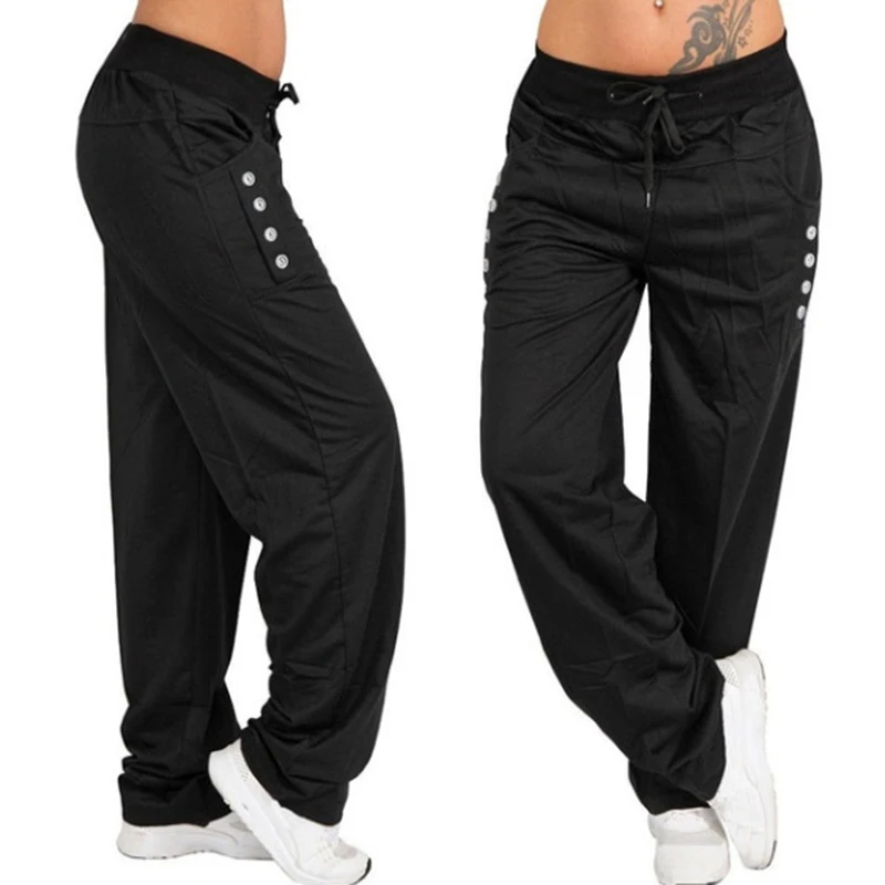 Womens Pants Ladies Bottoms Gym Drawstring Trousers Fashion Sports Buttons Training Tie up Ankle length Pockets
Womens Pants Ladies Bottoms Gym Drawstring Trousers Fashion Sports Buttons Training Tie up Ankle length Pockets