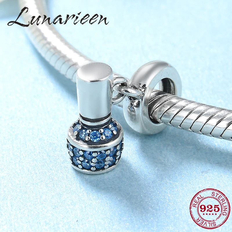 Charming female Blue CZ nail polish 925 Sterling Silver beads fit Original Pandora Charm Bracelets Silver Jewelry DIY Berloque
Charming female Blue CZ nail polish 925 Sterling Silver beads fit Original Pandora Charm Bracelets Silver Jewelry DIY Berloque