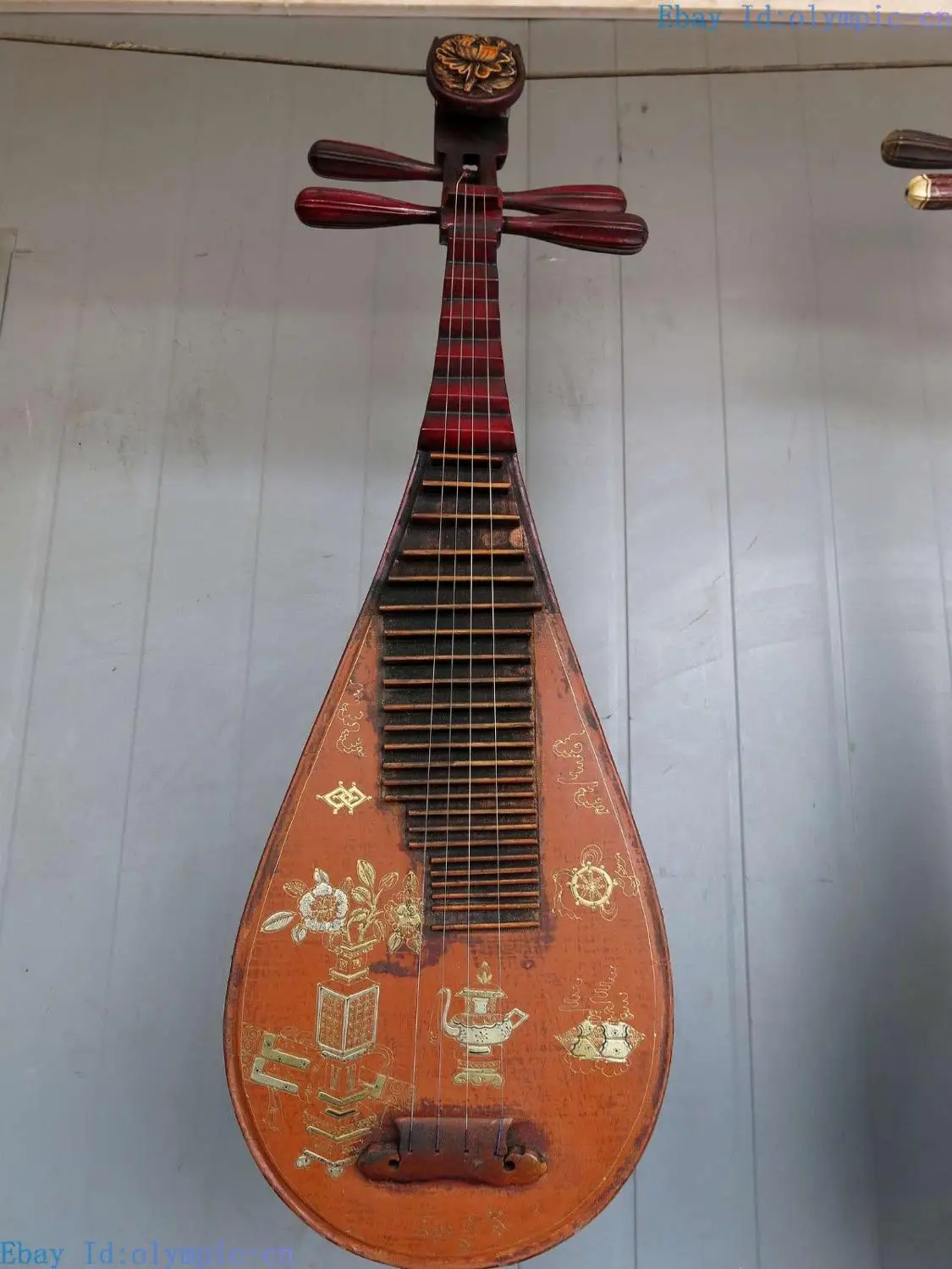 34" China Old hand-made wood pipa lacquerware 4-stringed Chinese lute Statue A(0505)
34" China Old hand-made wood pipa lacquerware 4-stringed Chinese lute Statue A(0505)