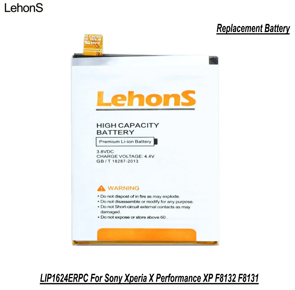 LehonS 1x High Capacity LIP1624ERPC Phone Batteries For Sony Xperia X Performance XP F8132 F8131 Replacement Battery 35g
LehonS 1x High Capacity LIP1624ERPC Phone Batteries For Sony Xperia X Performance XP F8132 F8131 Replacement Battery 35g