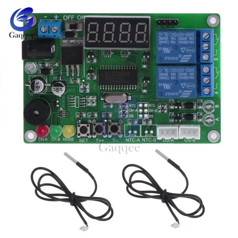 DC 5-24V 12V 2-CH High precision LED Digital Display Intelligent Temperature Controller Thermostat Thermometer With 2 Probe
DC 5-24V 12V 2-CH High precision LED Digital Display Intelligent Temperature Controller Thermostat Thermometer With 2 Probe