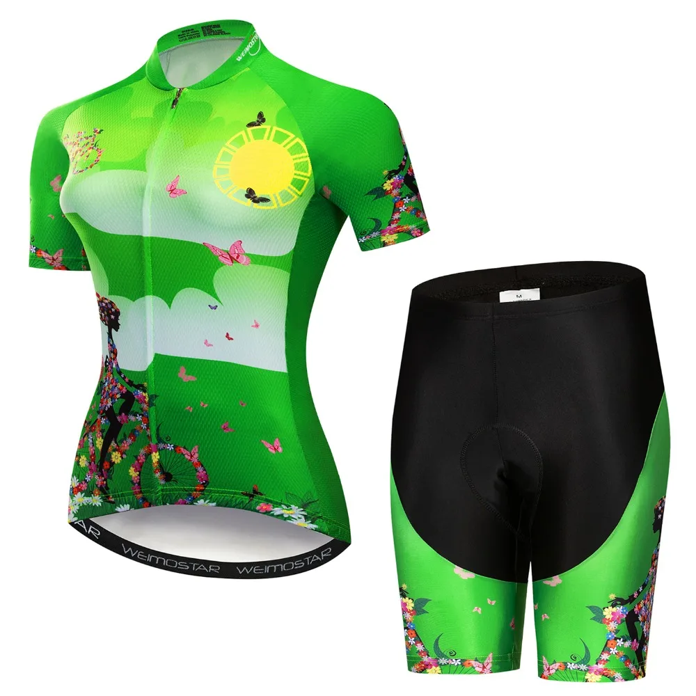 Женский комплект Джерси с коротким рукавом летняя одежда для велоспорта дышащая