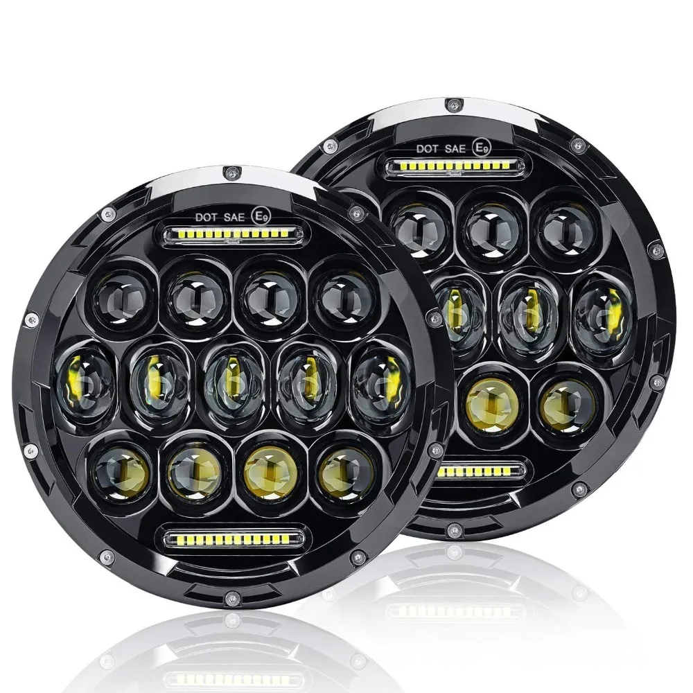 

LED Round Headlight 7 Inch 2pcs E-MARK Approved 6000K Hi/Lo Beam and DRL Lamp Halo for Jeep Wrangler JK TJ LJ Motorcycle Bike