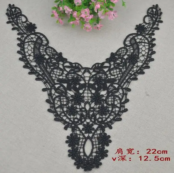 1 Piece 22*12.5cm Exquisite High Quality Lace Applique Black Venise Venice Neck Neckline Polyester Collar Lace Trims Craft
1 Piece 22*12.5cm Exquisite High Quality Lace Applique Black Venise Venice Neck Neckline Polyester Collar Lace Trims Craft
