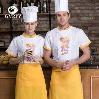 Stitching Color Unisex Short-sleeved Chef Uniform Summer Kitchen Cooking Work Jacket Dragon Embroidery Hotel Waiter Work Shirt
Stitching Color Unisex Short-sleeved Chef Uniform Summer Kitchen Cooking Work Jacket Dragon Embroidery Hotel Waiter Work Shirt