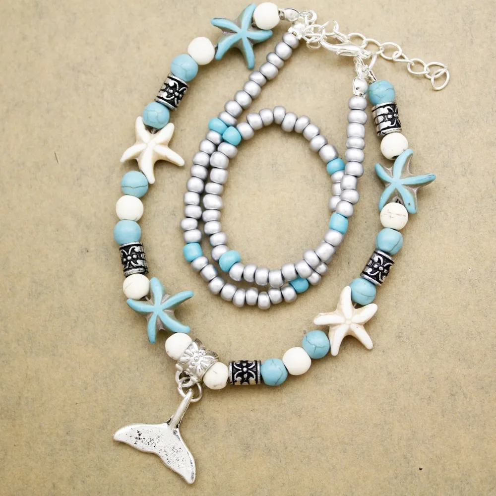 Vintage Silver Boho Barefoot Mermaid Sea Stone Star Fish Beach Sandal Ankle Beads Bracelet Anklet Women Jewelry Dropshipping
Vintage Silver Boho Barefoot Mermaid Sea Stone Star Fish Beach Sandal Ankle Beads Bracelet Anklet Women Jewelry Dropshipping