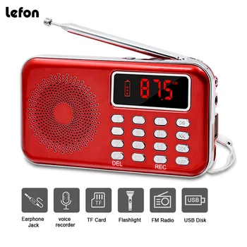 Lefon Portable Mini Radio FM Stereo Receiver Speaker Recorder MP3 Player Support TF SD Card USB AUX LED Display Flashlight
Lefon Portable Mini Radio FM Stereo Receiver Speaker Recorder MP3 Player Support TF SD Card USB AUX LED Display Flashlight