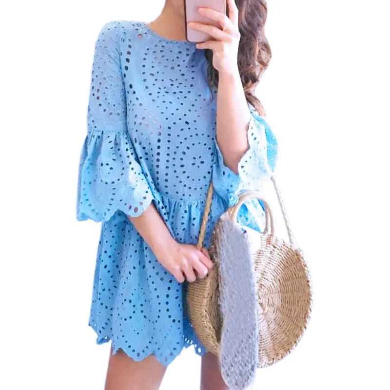 Kawaii Ruffles A-Line Boho Mini Dresses Beach O-neck Flare Sleeve White Lace Dress Women Hollow Out Summer Sundress Size GV200
Kawaii Ruffles A-Line Boho Mini Dresses Beach O-neck Flare Sleeve White Lace Dress Women Hollow Out Summer Sundress Size GV200