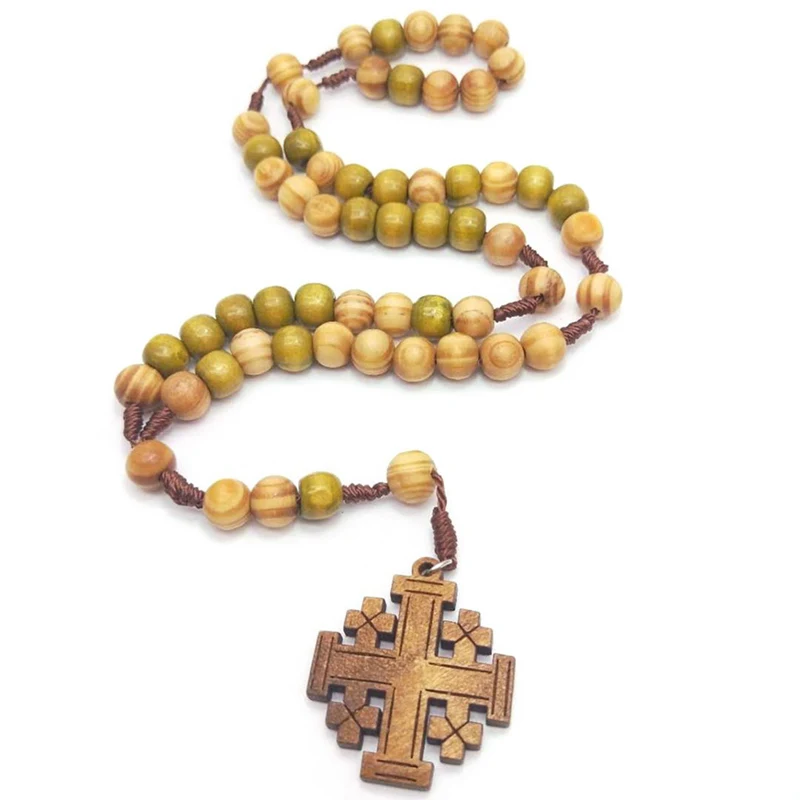 Men's and Women's God Believers Brown Colorful Beads Wood Beads Rosary Cross Pendant Necklace Jewelry Accessories
Men's and Women's God Believers Brown Colorful Beads Wood Beads Rosary Cross Pendant Necklace Jewelry Accessories