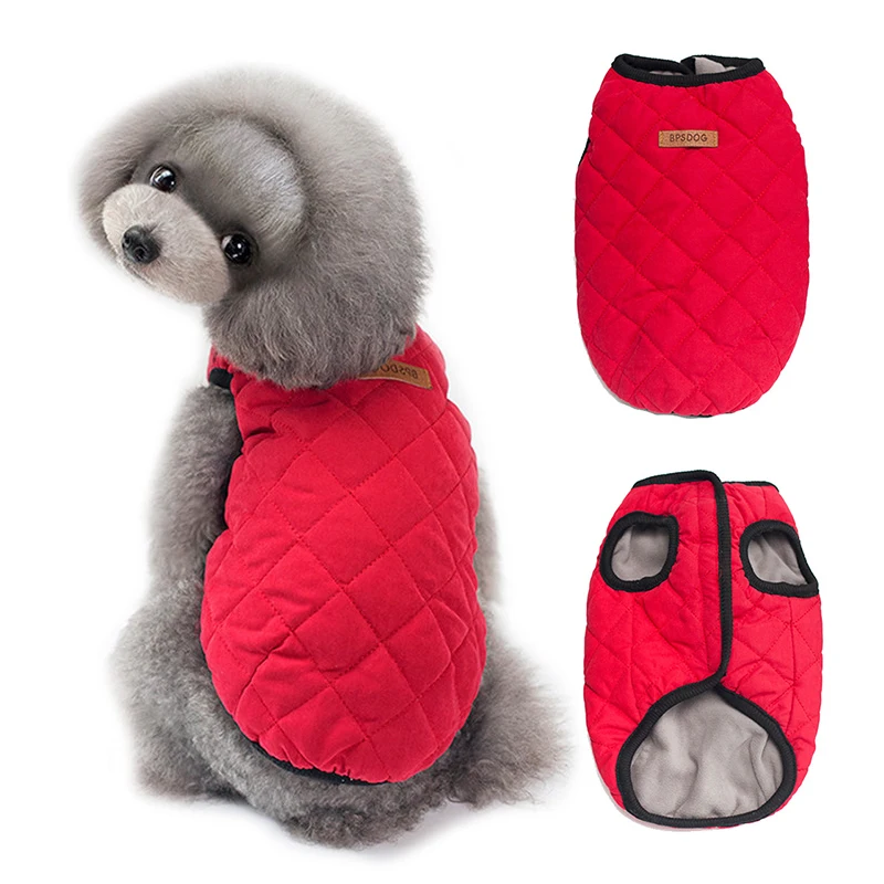 

GLORIOUS KEK Diamond Quilted Dog Coats Winter Warm Dog Clothes for Small Dogs Classical Puppy Jacket Vest Thicken Fleece Lined