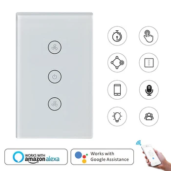 Ceiling Fan Smart Wifi Home Switch US standard Voice Control Wireless Touch Panel Switch compatible for Alexa and Google Home
Ceiling Fan Smart Wifi Home Switch US standard Voice Control Wireless Touch Panel Switch compatible for Alexa and Google Home