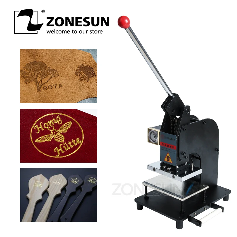 ZONESUN ручная машина для горячего тиснения фольгой кожа логотип тиснение бронзовая