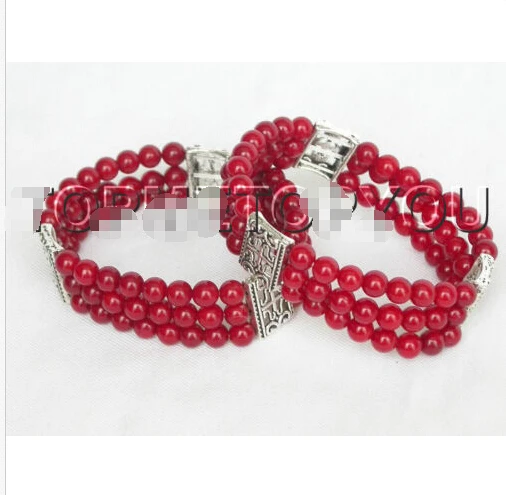 Free shipping >>>>>>Charming 2pieces 3rows round red coral beads Bracelets rubbery E1317
Free shipping >>>>>>Charming 2pieces 3rows round red coral beads Bracelets rubbery E1317