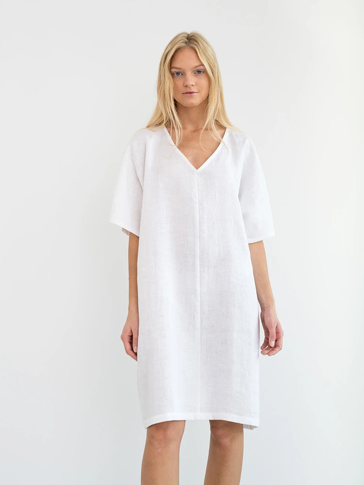 Cotton And Linen Loose Women's Dresses 2019 Solid Short Sleeve V-Neck Basic Dress Casual Summer Dress Vestidos Robe Femme
Cotton And Linen Loose Women's Dresses 2019 Solid Short Sleeve V-Neck Basic Dress Casual Summer Dress Vestidos Robe Femme