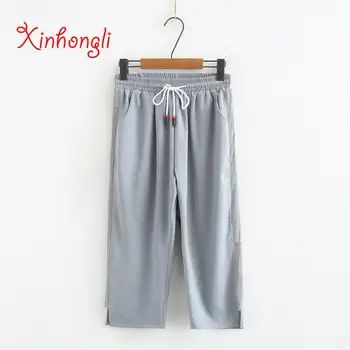 Plus size Side Stripe women loose Straight Calf-Length Pants 2019 summer casual ladies elastic waist cotton trousers female
Plus size Side Stripe women loose Straight Calf-Length Pants 2019 summer casual ladies elastic waist cotton trousers female