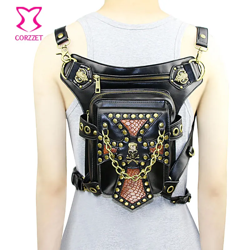 Retro Rivet and Skull PU Leather Gothic Shoulder Bag Women /Men Steampunk Waist Bags For Corsets Punk Motorcycle Leg Holster Bag
Retro Rivet and Skull PU Leather Gothic Shoulder Bag Women /Men Steampunk Waist Bags For Corsets Punk Motorcycle Leg Holster Bag