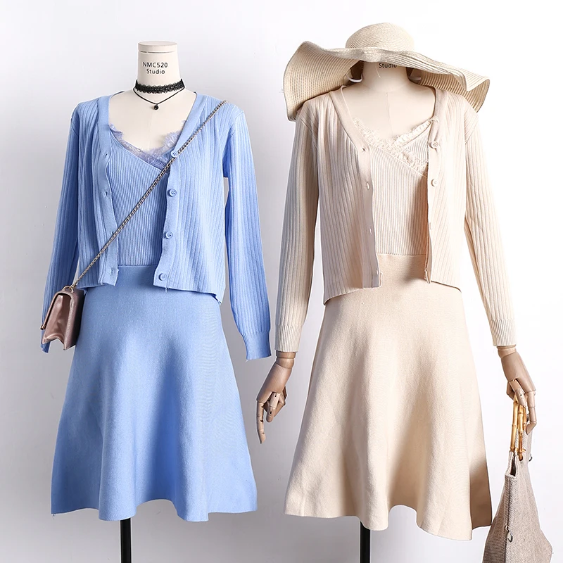 ALPHALMODA 2018 Spring Knit Dress and Cardigans 2pcs Suits Long-sleeved Jacket + Lace Collar Sling Dress 2pcs Graceful Sets
ALPHALMODA 2018 Spring Knit Dress and Cardigans 2pcs Suits Long-sleeved Jacket + Lace Collar Sling Dress 2pcs Graceful Sets