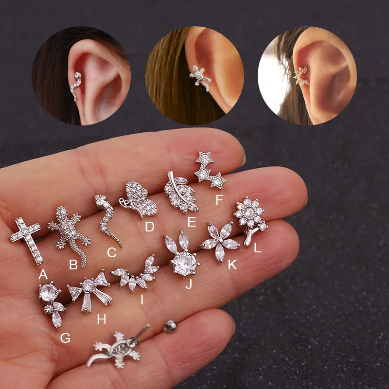 Feelgood New Unique Piercing Jewelry Cz Cartilage Earring Crystal Lizard Gecko Snake Helix Cartilage Tragus Conch Stud
Feelgood New Unique Piercing Jewelry Cz Cartilage Earring Crystal Lizard Gecko Snake Helix Cartilage Tragus Conch Stud