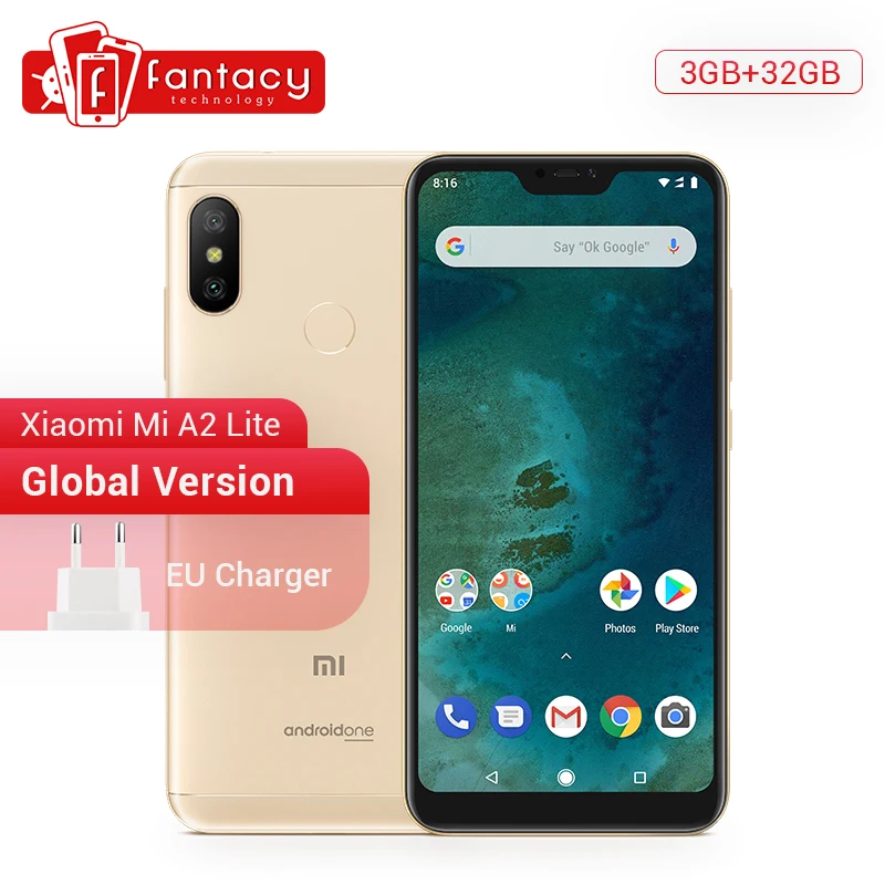 

Global Version Xiaomi Mi A2 Lite 3GB 32GB 5.84" Full Screen 19:9 Snapdragon 625 12MP 5MP Dual Camera Android One Mobile phone CE