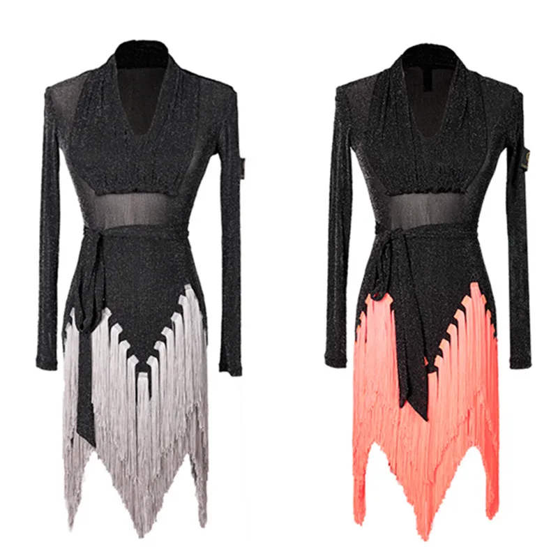 Latin Dance Dress Women Sexy V neck Tassel Long Sleeve Ballroom Rumba Cha-Cha Samba Dance Dresses Lady Practice Dancing Costume
Latin Dance Dress Women Sexy V neck Tassel Long Sleeve Ballroom Rumba Cha-Cha Samba Dance Dresses Lady Practice Dancing Costume