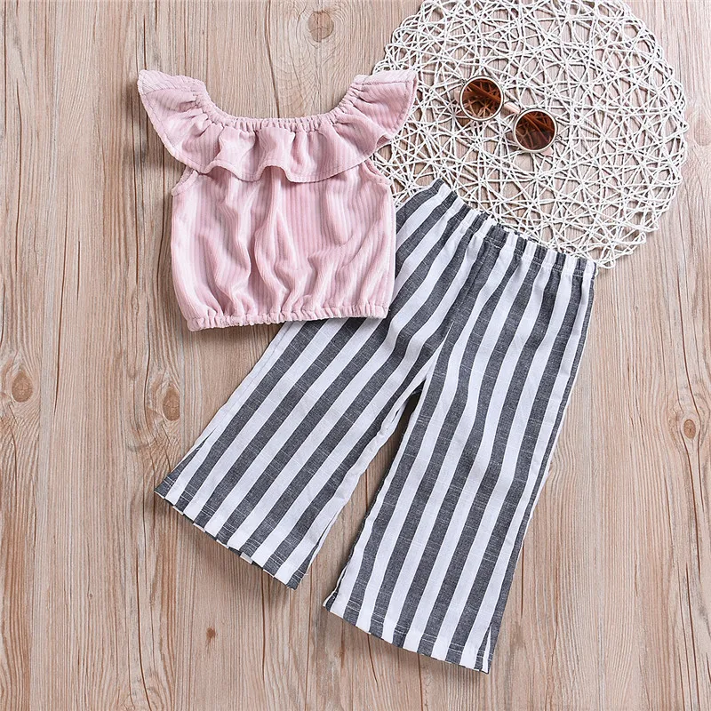 Brand Cute Toddler Children teen girls clothing set Baby Girl Solid Sleeveless Tops+Striped Pants Trouser Outfits Set
Brand Cute Toddler Children teen girls clothing set Baby Girl Solid Sleeveless Tops+Striped Pants Trouser Outfits Set