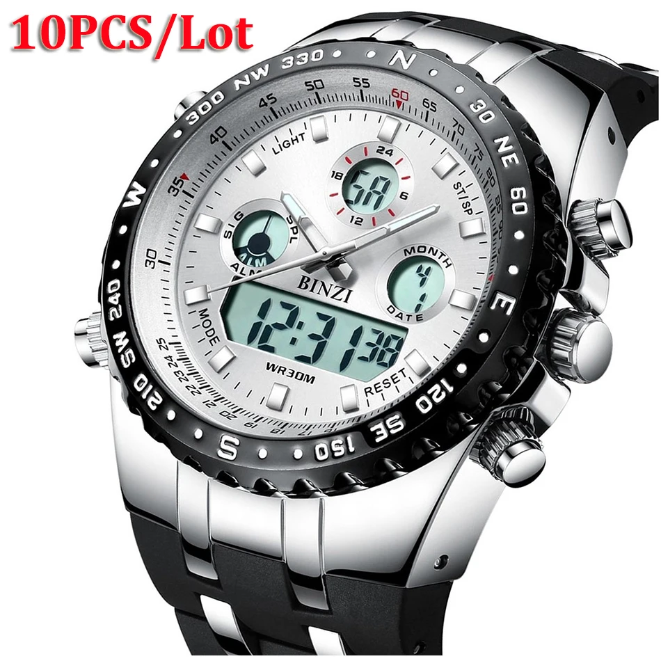 10 Pieces/Lot Analog Digital Display Watches Wholesale Dual Movement Big Dial Sport Watch for Men Relogio Masculino Dropshipping
10 Pieces/Lot Analog Digital Display Watches Wholesale Dual Movement Big Dial Sport Watch for Men Relogio Masculino Dropshipping