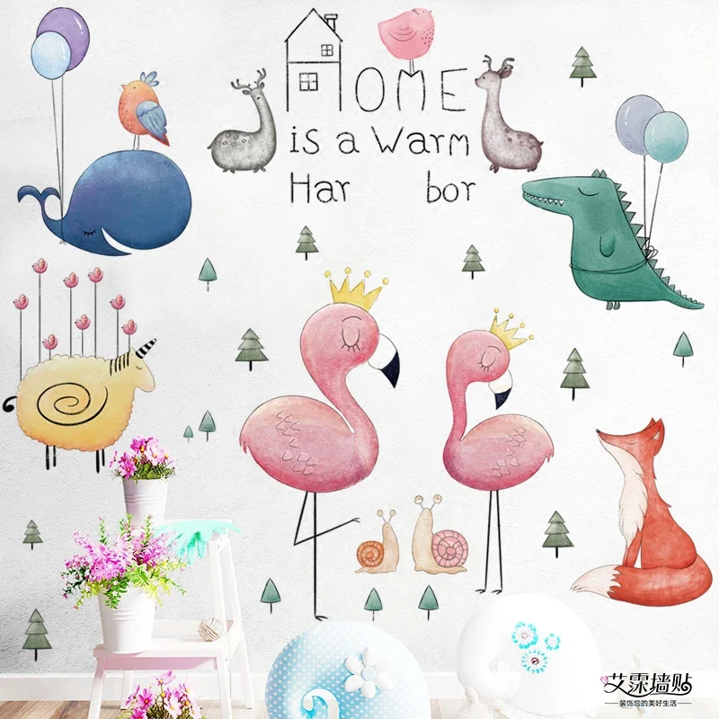 Eco-friendly Cartoon Animals Flamingo Wall Stickers Bedroom Living room Kids room Decor Removable Vinyl Wall Decals Art Murals
Eco-friendly Cartoon Animals Flamingo Wall Stickers Bedroom Living room Kids room Decor Removable Vinyl Wall Decals Art Murals