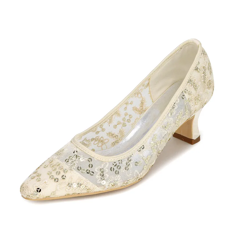Mid Heels Lace Wedding Shoes Women Round Toe Slip on Sequin Heeled Bridal Evening Formal Party Dress Pumps Women
Mid Heels Lace Wedding Shoes Women Round Toe Slip on Sequin Heeled Bridal Evening Formal Party Dress Pumps Women