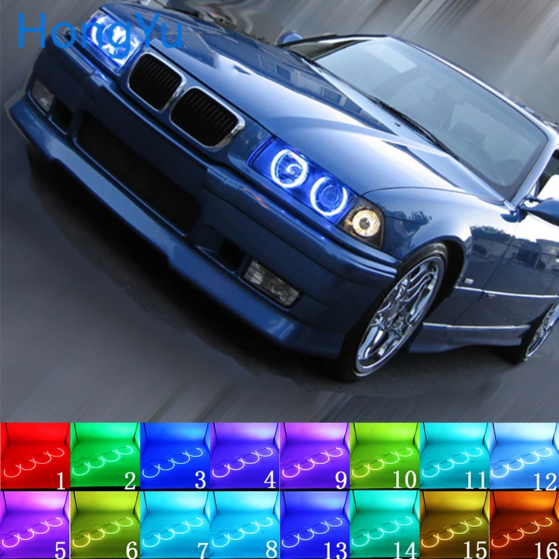 Latest Headlight Multi-color RGB LED Angel Eyes Halo Ring Eye DRL RF Remote Control for BMW 3 Series E36 1990-2000 Accessories
Latest Headlight Multi-color RGB LED Angel Eyes Halo Ring Eye DRL RF Remote Control for BMW 3 Series E36 1990-2000 Accessories