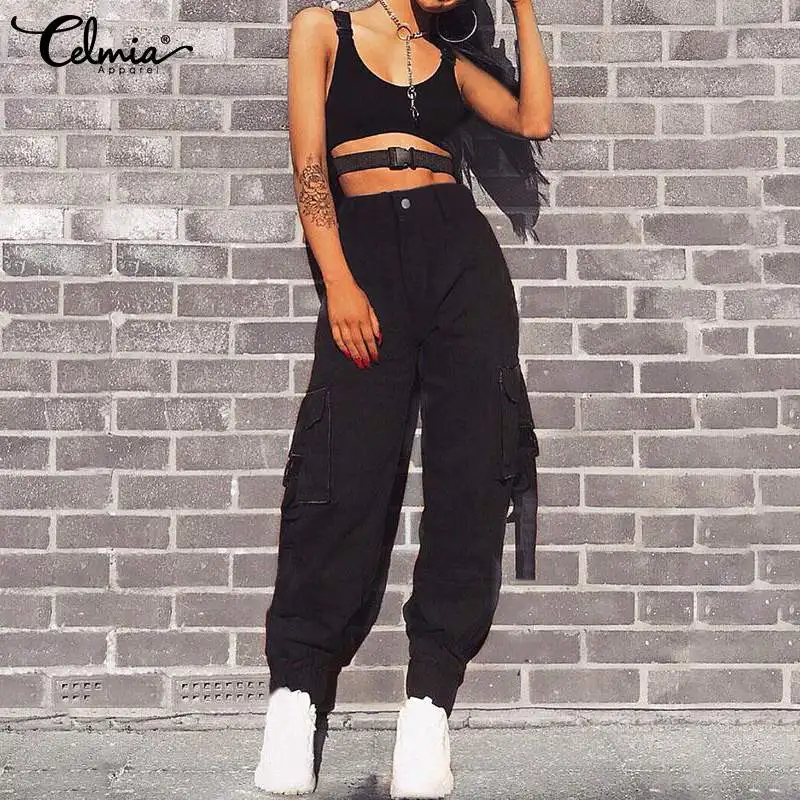 Celmia Black High Waist Cargo Pants Women Pockets Patchwork Loose Streetwear Pants 2019 Fashion Hip Hop Women's Trousers S-5XL
Celmia Black High Waist Cargo Pants Women Pockets Patchwork Loose Streetwear Pants 2019 Fashion Hip Hop Women's Trousers S-5XL