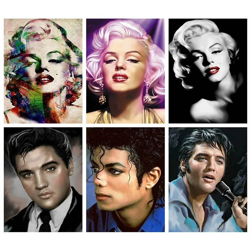 

MTEN Marilyn Monroe Elvis 5D DIY Diamond Painting Michael Jackson Full Drill Square Diamond Embroidery Picture Of Rhinestone