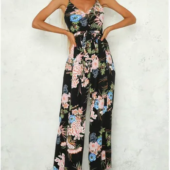 2018 Sexy women backless V-neck print jumpsuit romper women overalls Split wide leg summer jumpsuit
2018 Sexy women backless V-neck print jumpsuit romper women overalls Split wide leg summer jumpsuit