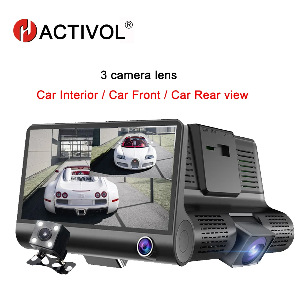 

HACTIVOL Car Dvr 3 Camera Lens 4.0 Inch Video Recorder Dash Cam Auto Registrator Dual Lens With Rear View Camera DVRS Camcorder