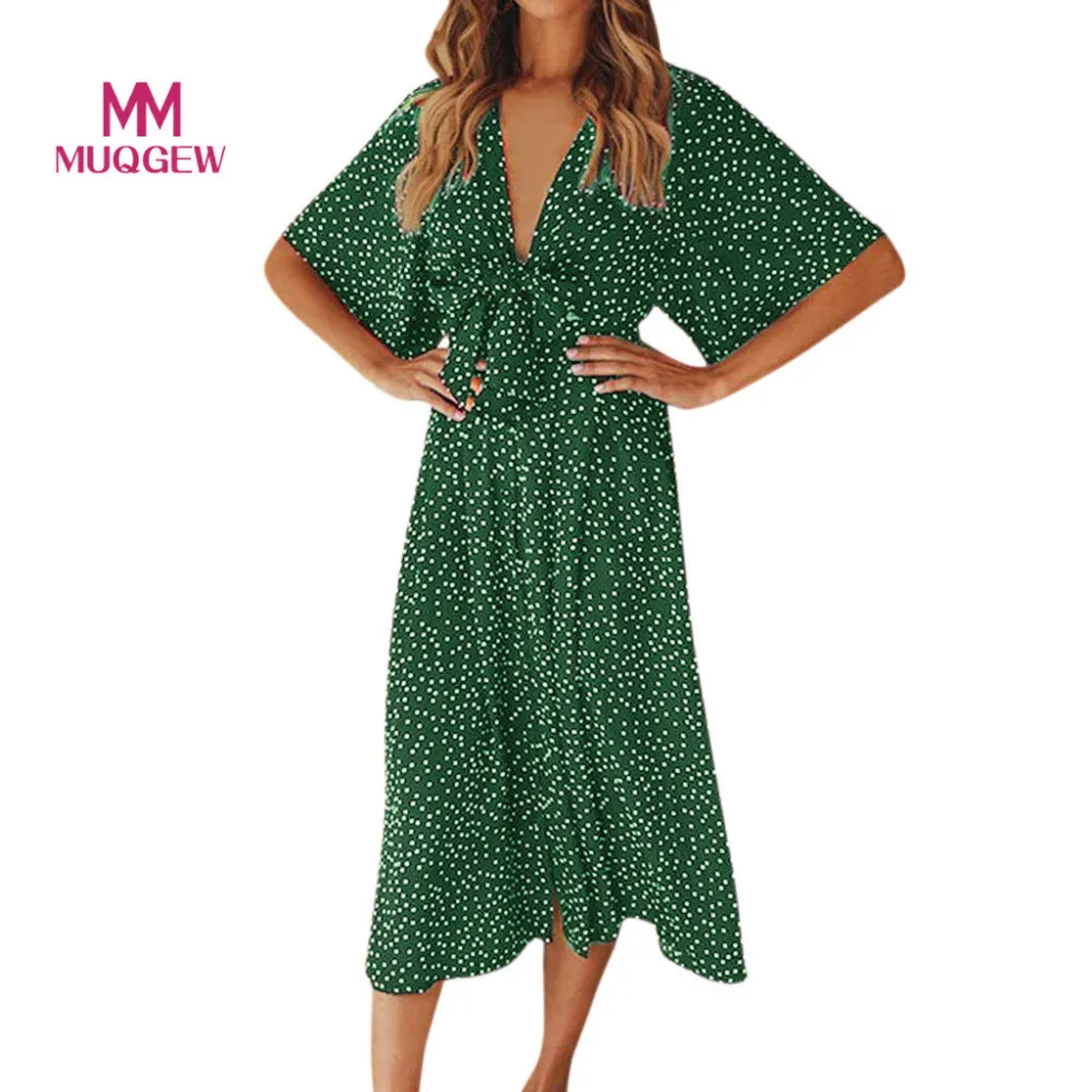 MUQGEW Womens Casual Dresses Vestidos Fashion Beach Sexy Slim Loose Deep V-Neck Dot Printing Bohemia Bow Tie Print Dress
MUQGEW Womens Casual Dresses Vestidos Fashion Beach Sexy Slim Loose Deep V-Neck Dot Printing Bohemia Bow Tie Print Dress