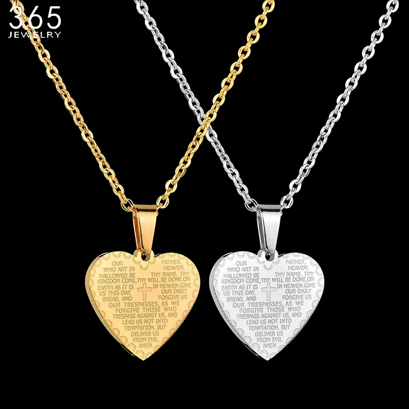 Fashion Accessories Stainless Steel Scripture Cross Necklace Gold Color Heart Pendant Necklace For Women Drop Shipping
Fashion Accessories Stainless Steel Scripture Cross Necklace Gold Color Heart Pendant Necklace For Women Drop Shipping