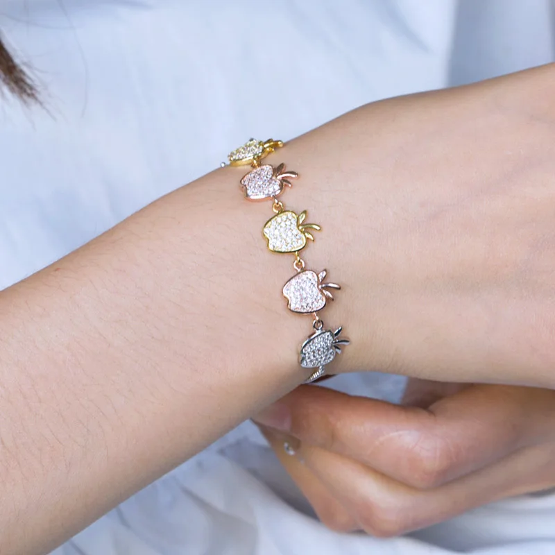 Huitan Fashion Charm Bracelet with Small Apple Design Cute Tiny CZ Pave Setting Fashion Adjustable Bracelets for Women & Girls
Huitan Fashion Charm Bracelet with Small Apple Design Cute Tiny CZ Pave Setting Fashion Adjustable Bracelets for Women & Girls