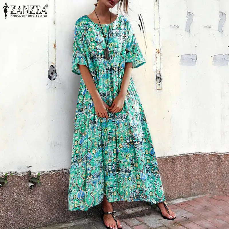S 5XL ZANZEA 2019 Women Sundress Summer Casual Short Sleeve Long Dress Vintage Floral Printed Loose Vestidos Female Tunic Robe
S 5XL ZANZEA 2019 Women Sundress Summer Casual Short Sleeve Long Dress Vintage Floral Printed Loose Vestidos Female Tunic Robe