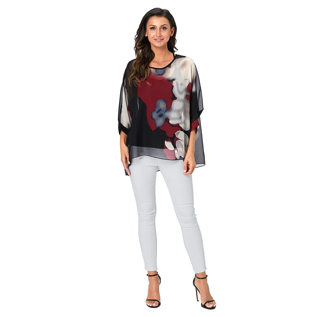 Women's Floral Print Batwing Sleeve Chiffon Poncho Blouse Summer Tunic Tops Womens tops and blouses Blusas Femininas Clothing
Women's Floral Print Batwing Sleeve Chiffon Poncho Blouse Summer Tunic Tops Womens tops and blouses Blusas Femininas Clothing