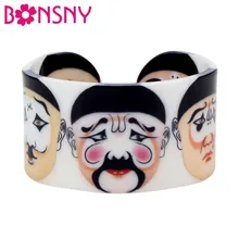 Bonsny z tworzywa sztucznego chiński Peking Opera dramat twarzy makijaż bransoletki bransoletki moda etniczne Craft biżuteria dla kobiet dziewczyny panie(China)