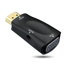 Convertisseur HDMI vers VGA plaqué or avec connecteur câble audio 3.5mm pour ordinateur portable boîtier de télévision de bureau ou autres périphériques d'entrée HDMI(China)