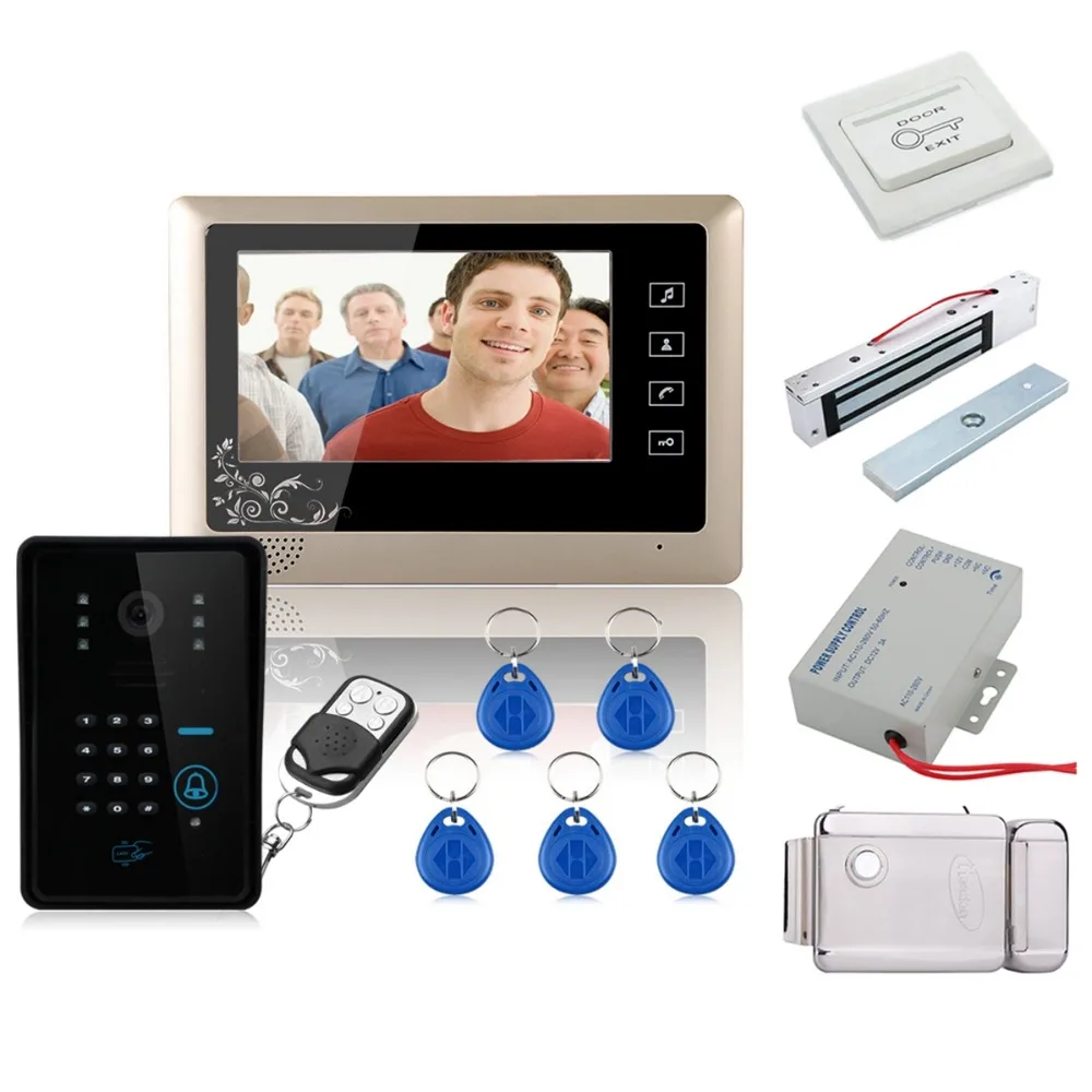 Home Wired 7" Video Door Phone Intercom System 1 RFID Keypad Code Doorbell Camera 1 Monitor 1000TVL Wireless unlocks +locks
Home Wired 7" Video Door Phone Intercom System 1 RFID Keypad Code Doorbell Camera 1 Monitor 1000TVL Wireless unlocks +locks