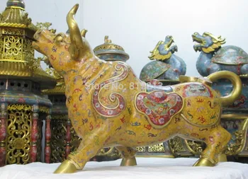 bi00785 28"Chinese Royal gold bronze Cloisonne Auspicious wing cattle OX animal Statue
bi00785 28"Chinese Royal gold bronze Cloisonne Auspicious wing cattle OX animal Statue