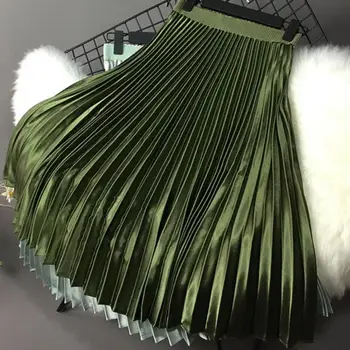 New Elastic waist Women Skirt Long Pleated Skirts Womens candy colors high quality
New Elastic waist Women Skirt Long Pleated Skirts Womens candy colors high quality