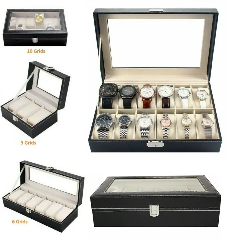 Men Women Unisex Faux Leather Watch Case Display Box Storage Jewellery Glass Storage Box Case
Men Women Unisex Faux Leather Watch Case Display Box Storage Jewellery Glass Storage Box Case