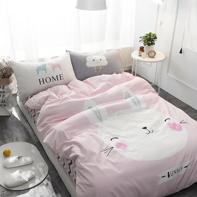 100% Cotton Cute Home Rabbit Printed Bedding Set Kids Gray Bedspread Duvet Cover Set Comfortable Bed Set with Flat Sheet 4Pcs
100% Cotton Cute Home Rabbit Printed Bedding Set Kids Gray Bedspread Duvet Cover Set Comfortable Bed Set with Flat Sheet 4Pcs